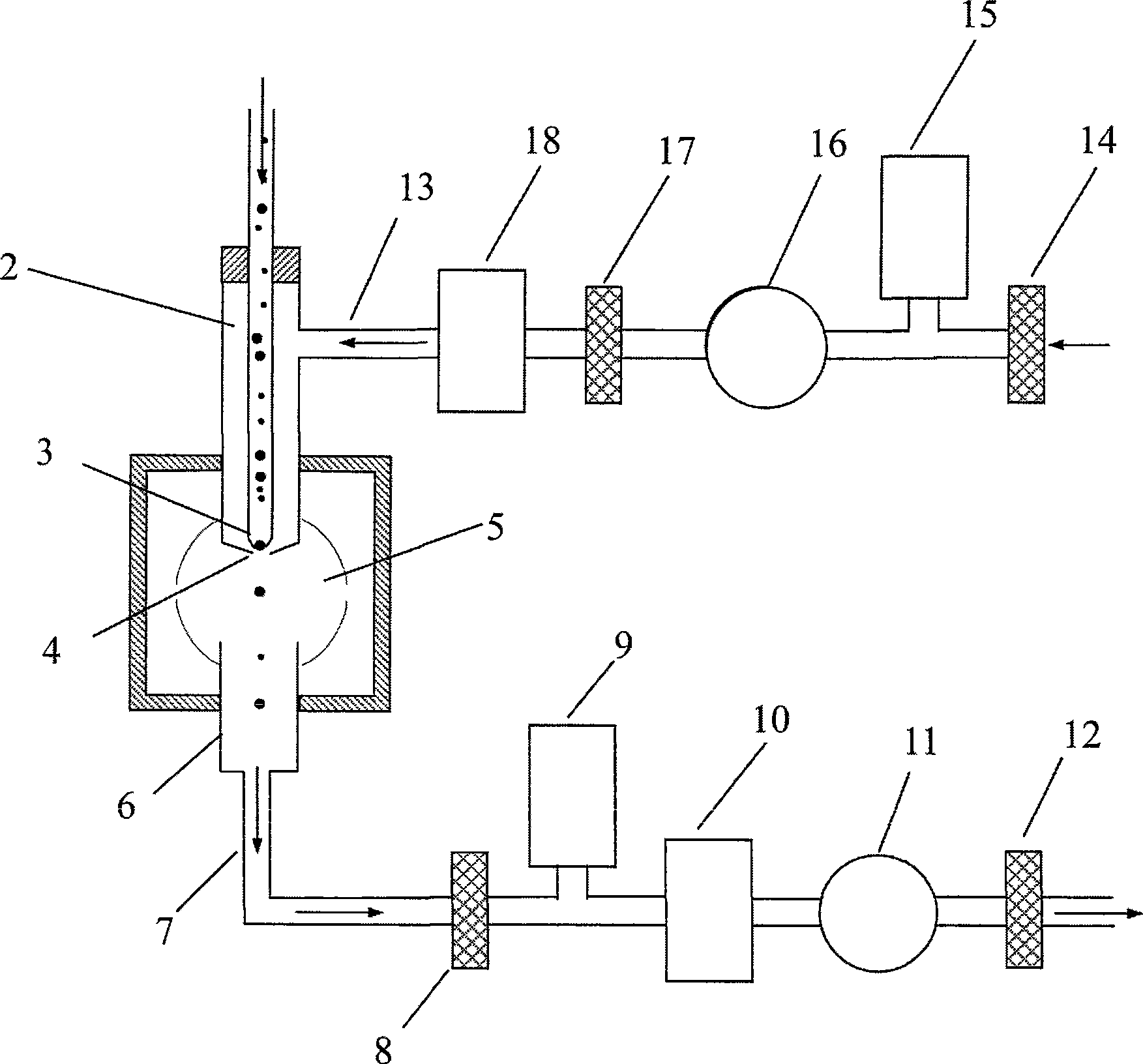 Aerated solids particle laser analyzer gas path system for aerated solids particle laser analyzer