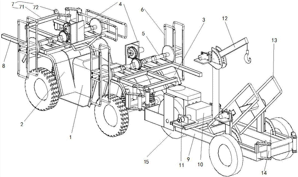 Rapid winding-unwinding device for water supply pipeline for fracturing for mountain land