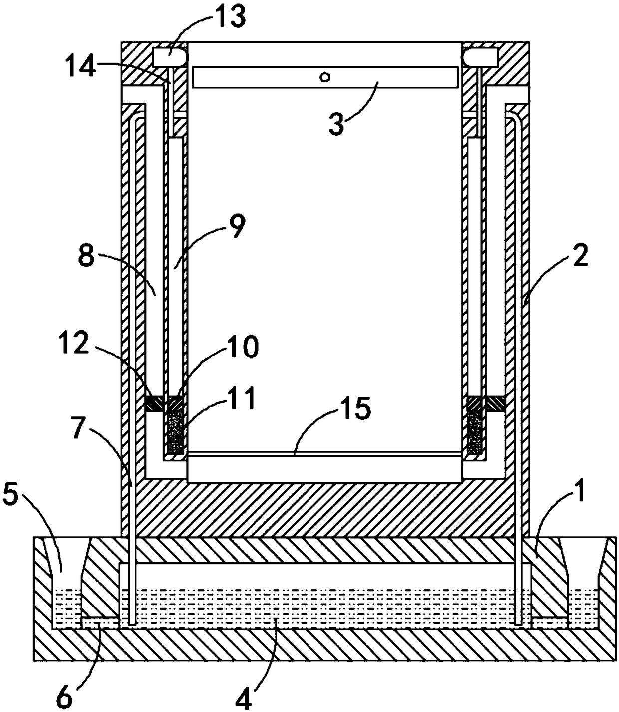 Water collecting type inflaming retarding garbage can