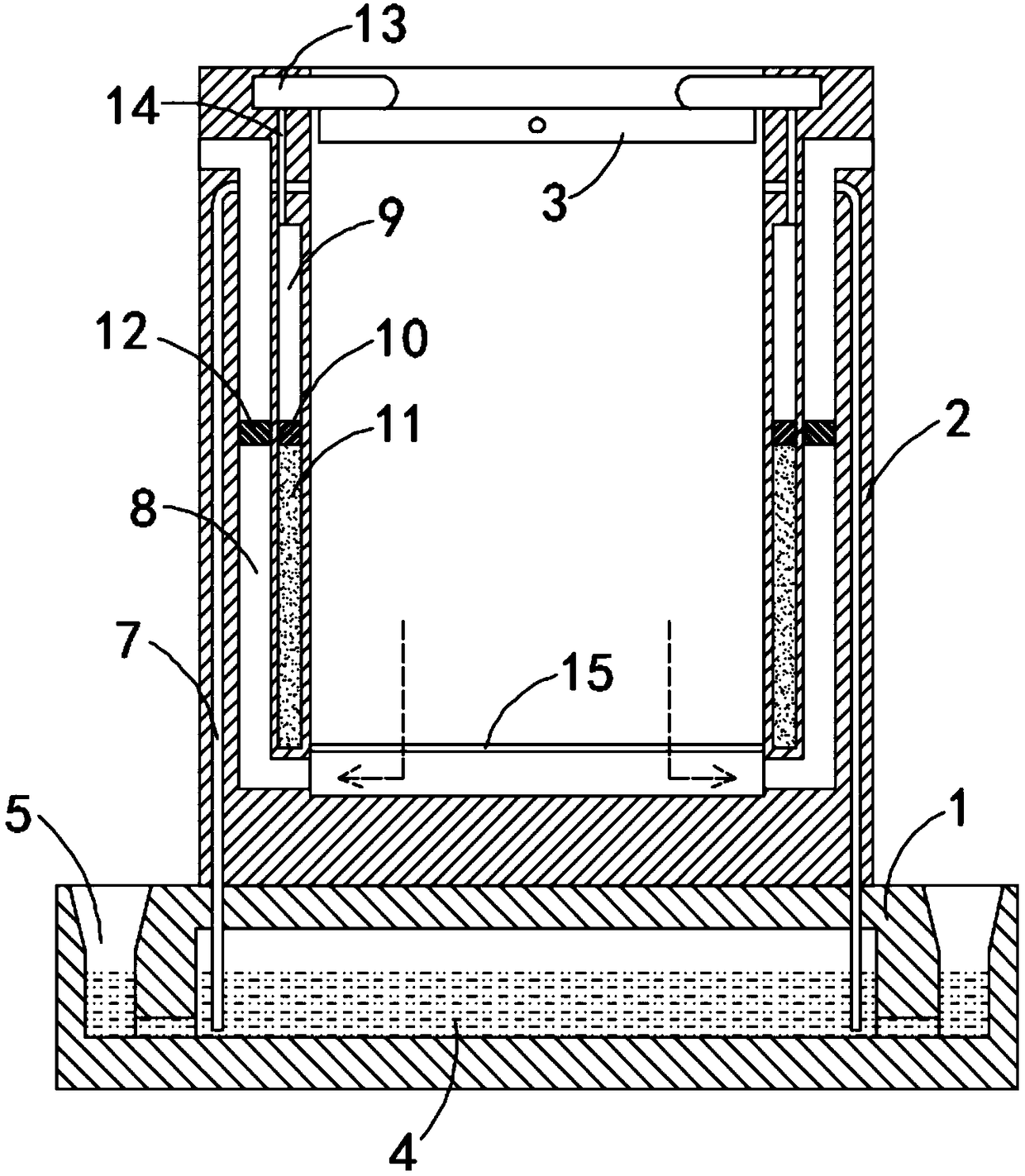 Water collecting type inflaming retarding garbage can