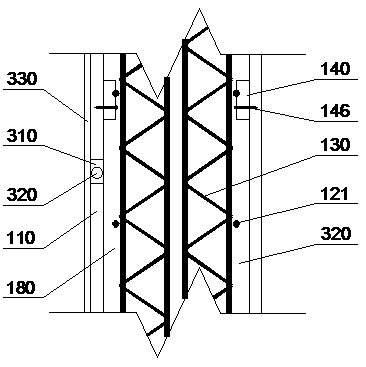 Concrete shear wall structure and wall internal pipeline separated construction method