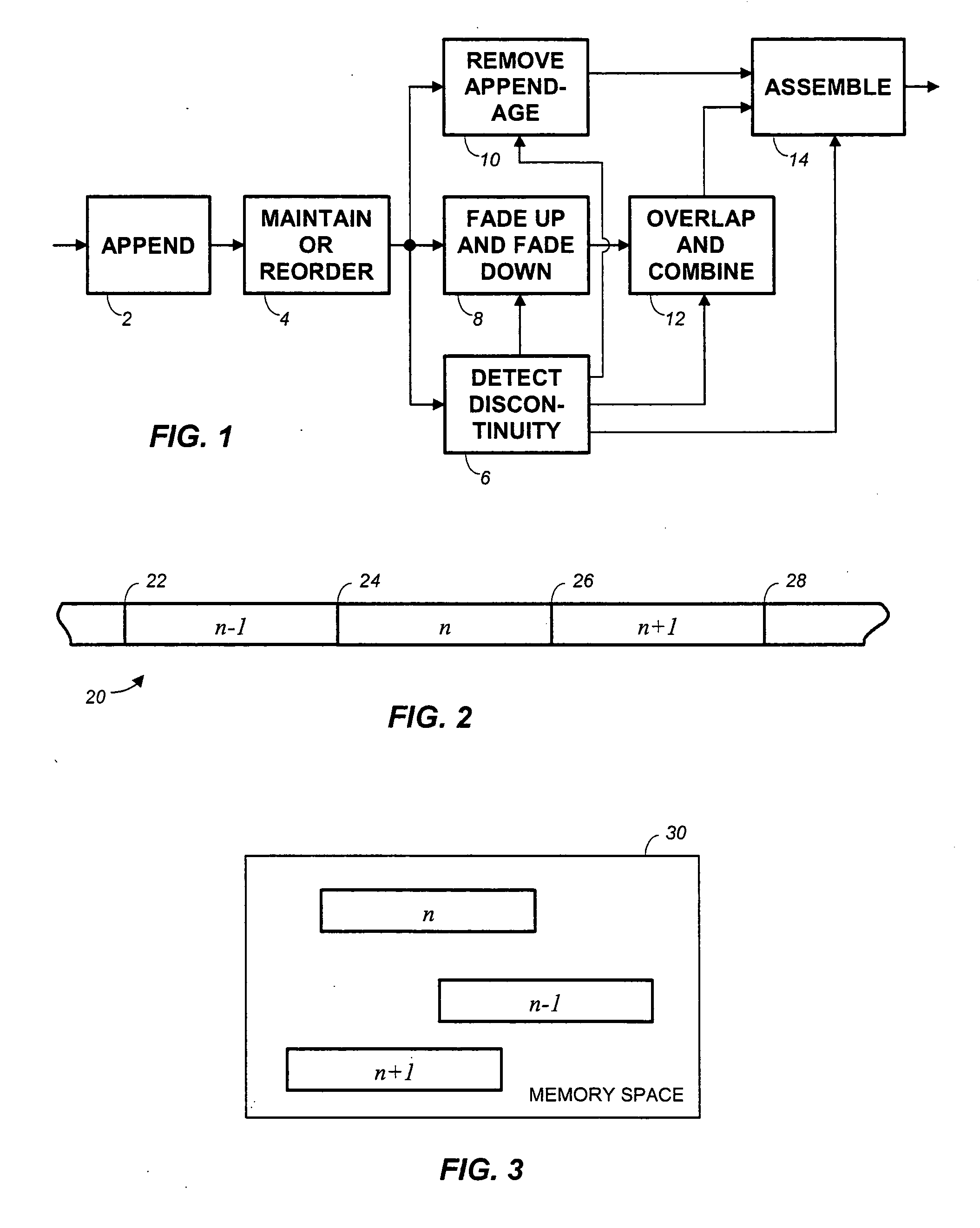 Frame-based audio transmission/storage with overlap to facilitate smooth crossfading