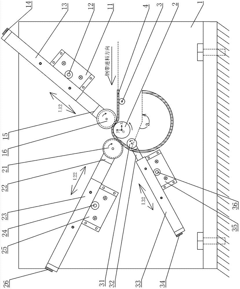 Tangential iso-curvature bending equipment in process for producing backing ring by utilizing steel strip