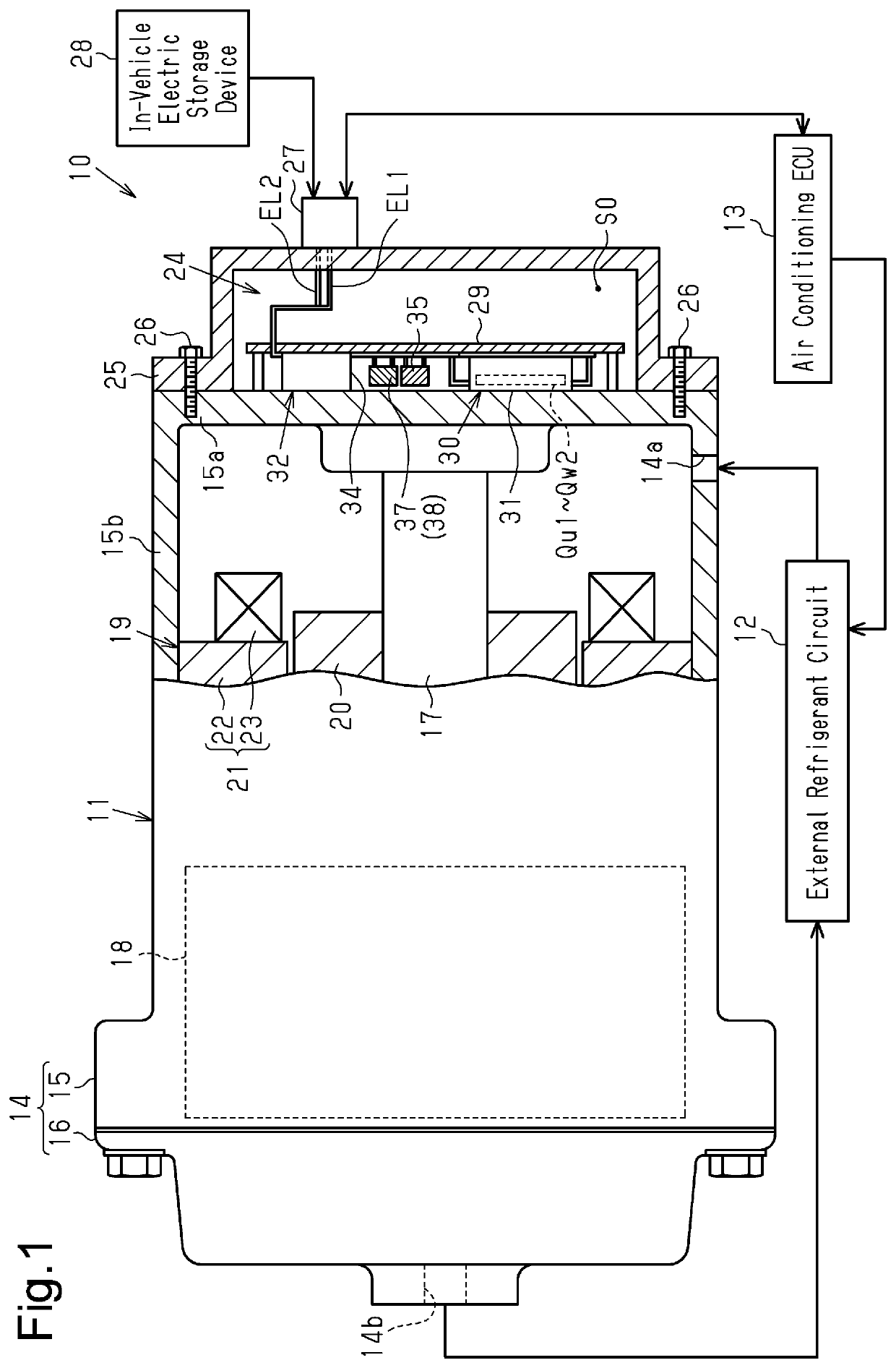 In-vehicle motor-driven compressor