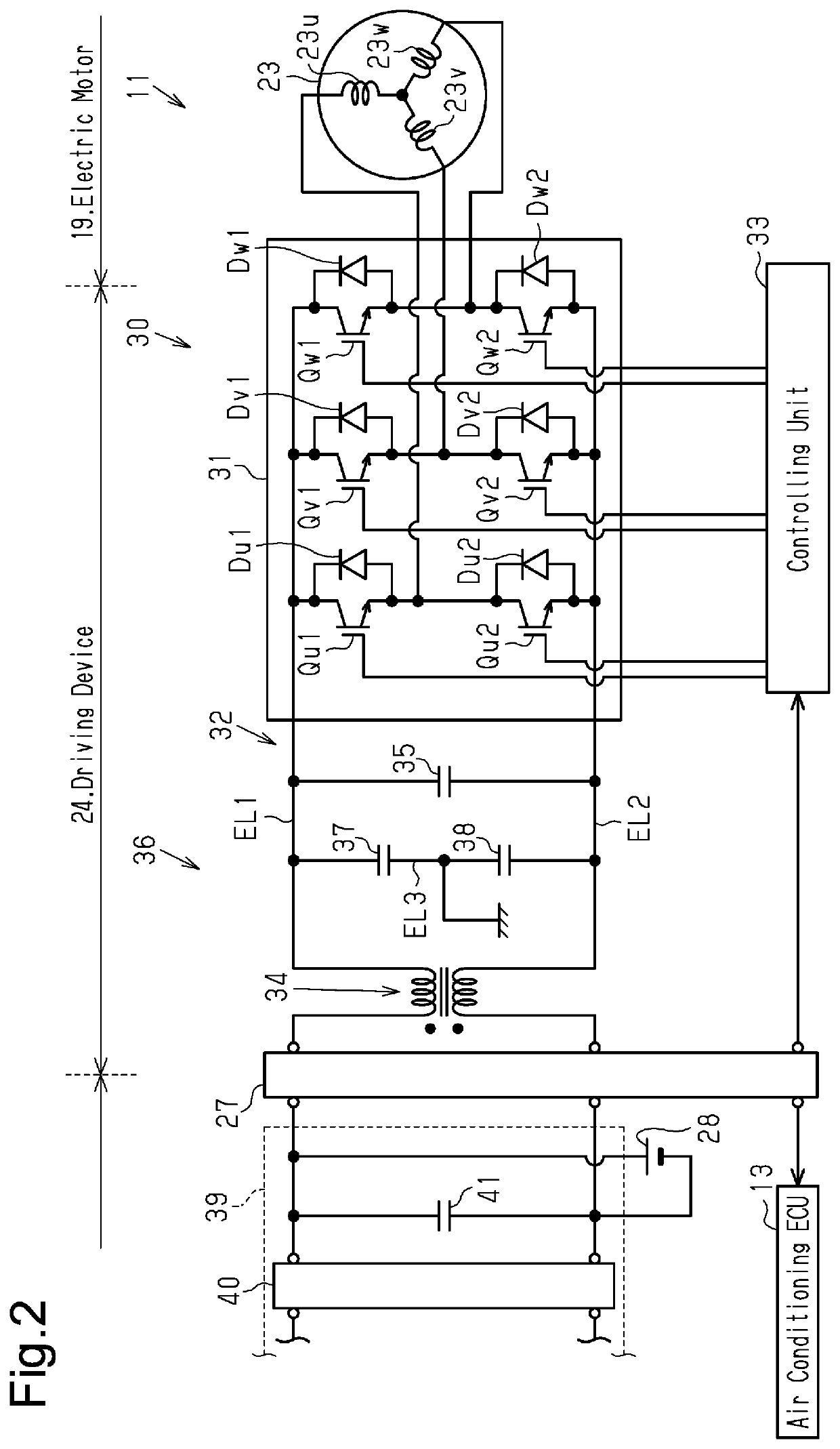 In-vehicle motor-driven compressor