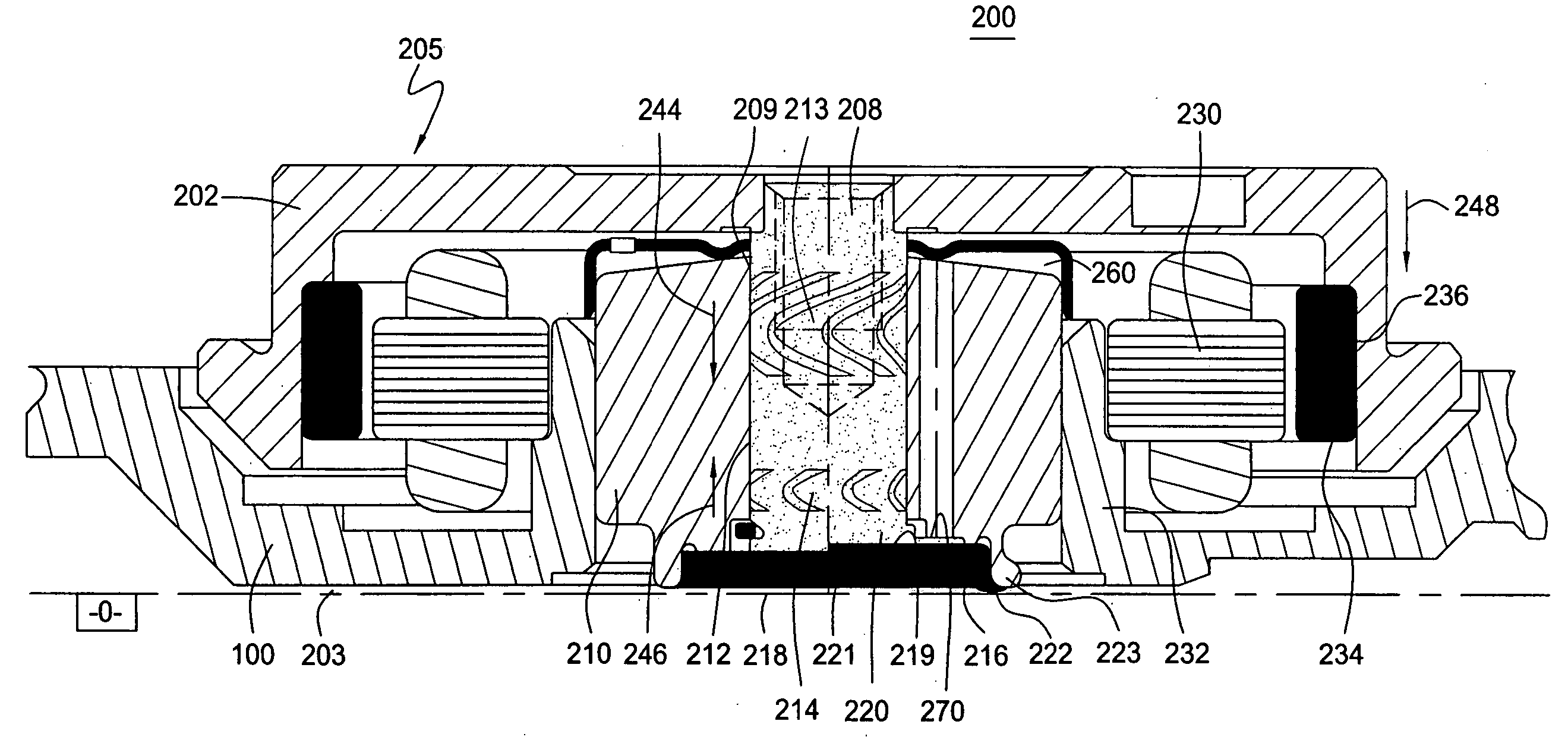 Single thrust magnetically biased fully recirculating self purging fluid dynamic bearing motor