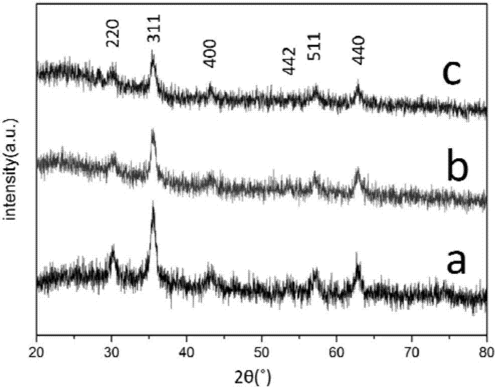 Triiron tetraoxide/polypyrrole/polyaniline nanometer complex and preparation method thereof