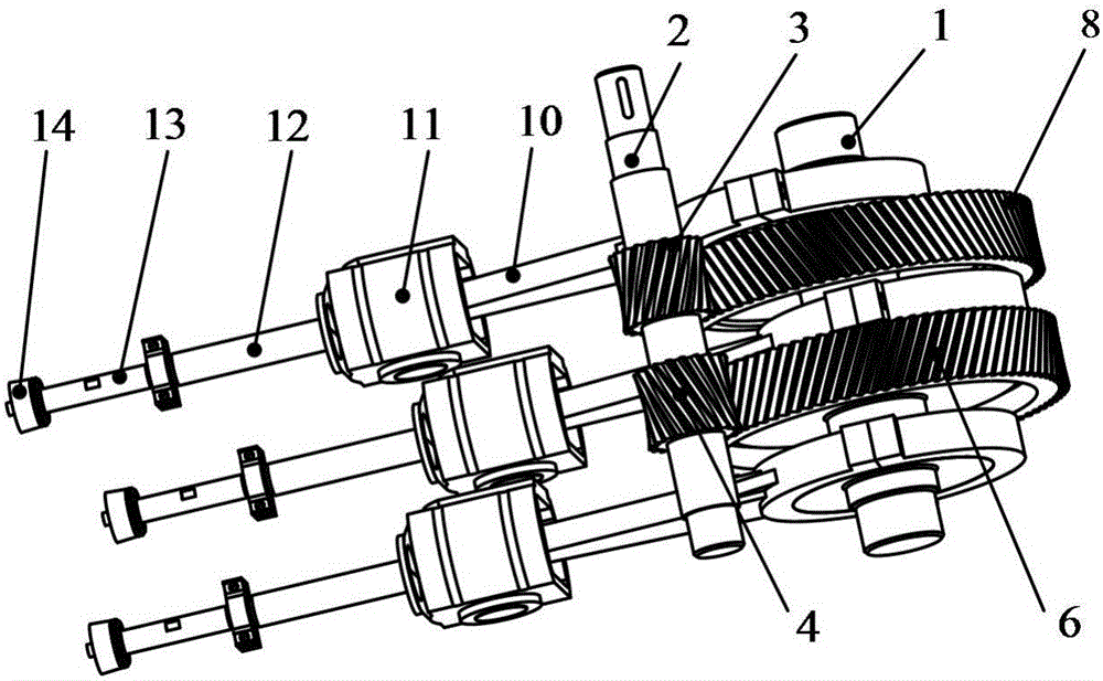 Large power borehole pump double-side helical gear engagement transmission system bearing analysis method