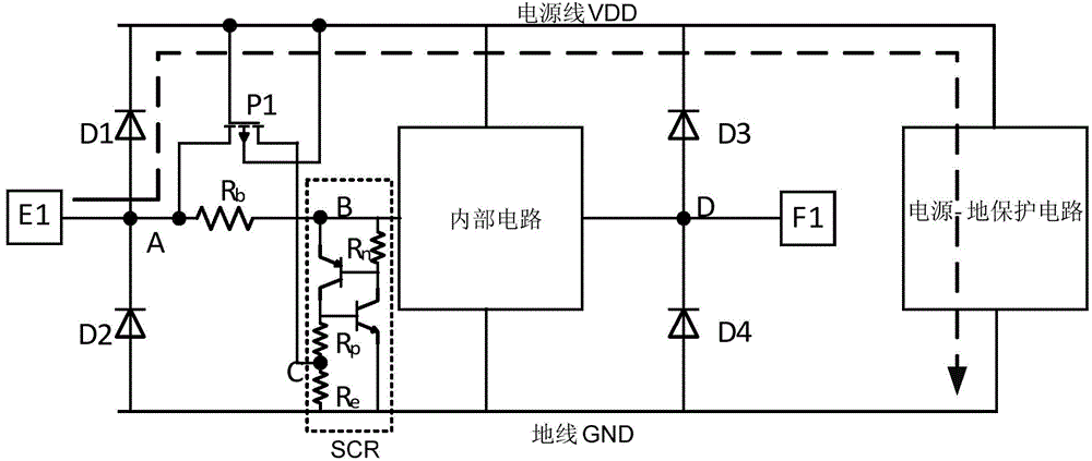 SOI ESD two-stage protection network