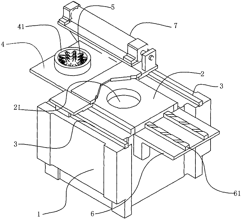 Workbench structure of a vertical inner broaching machine