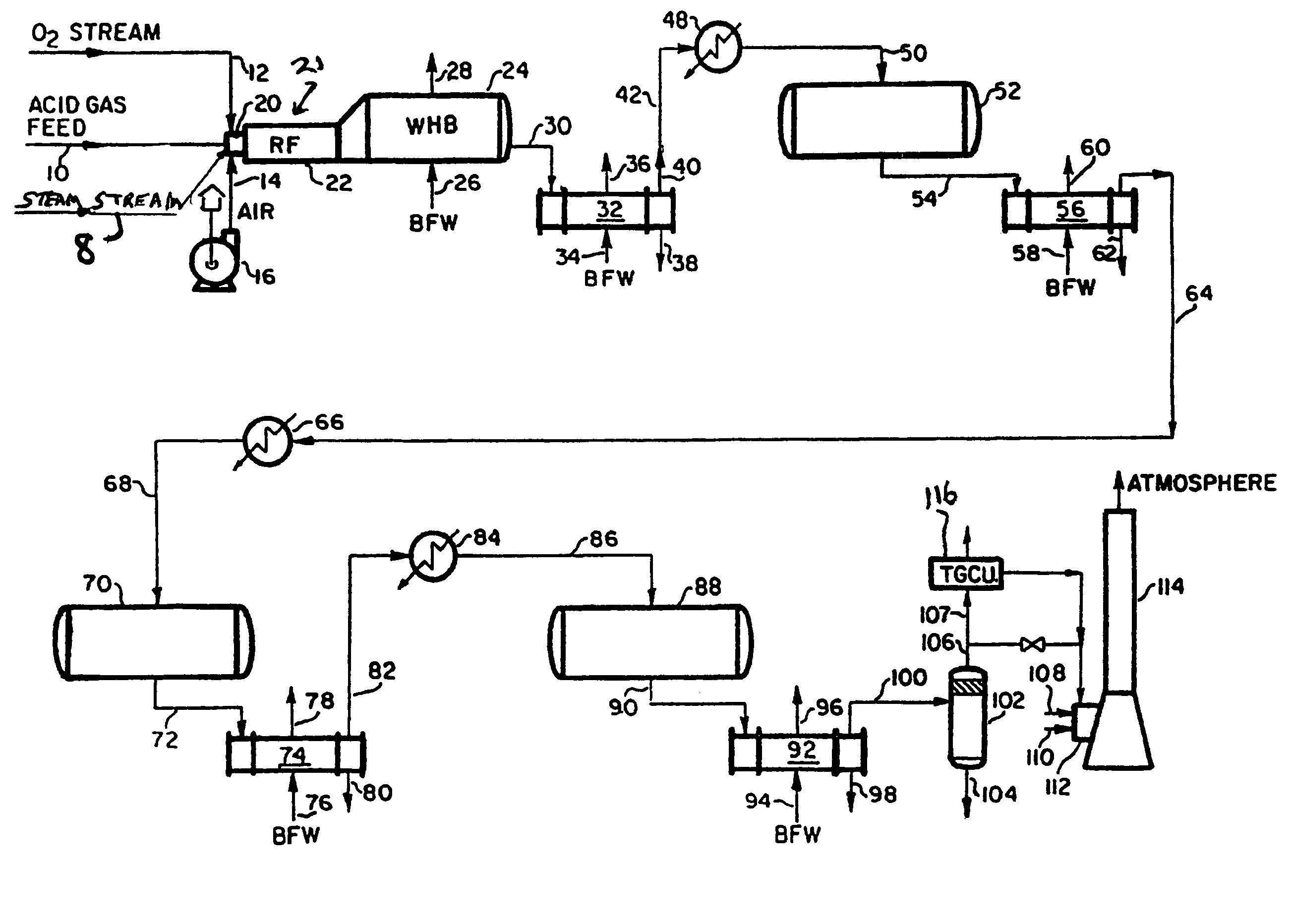 Steam modified Claus process