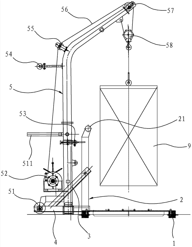 Portable crane used for unloading cargo oil pump