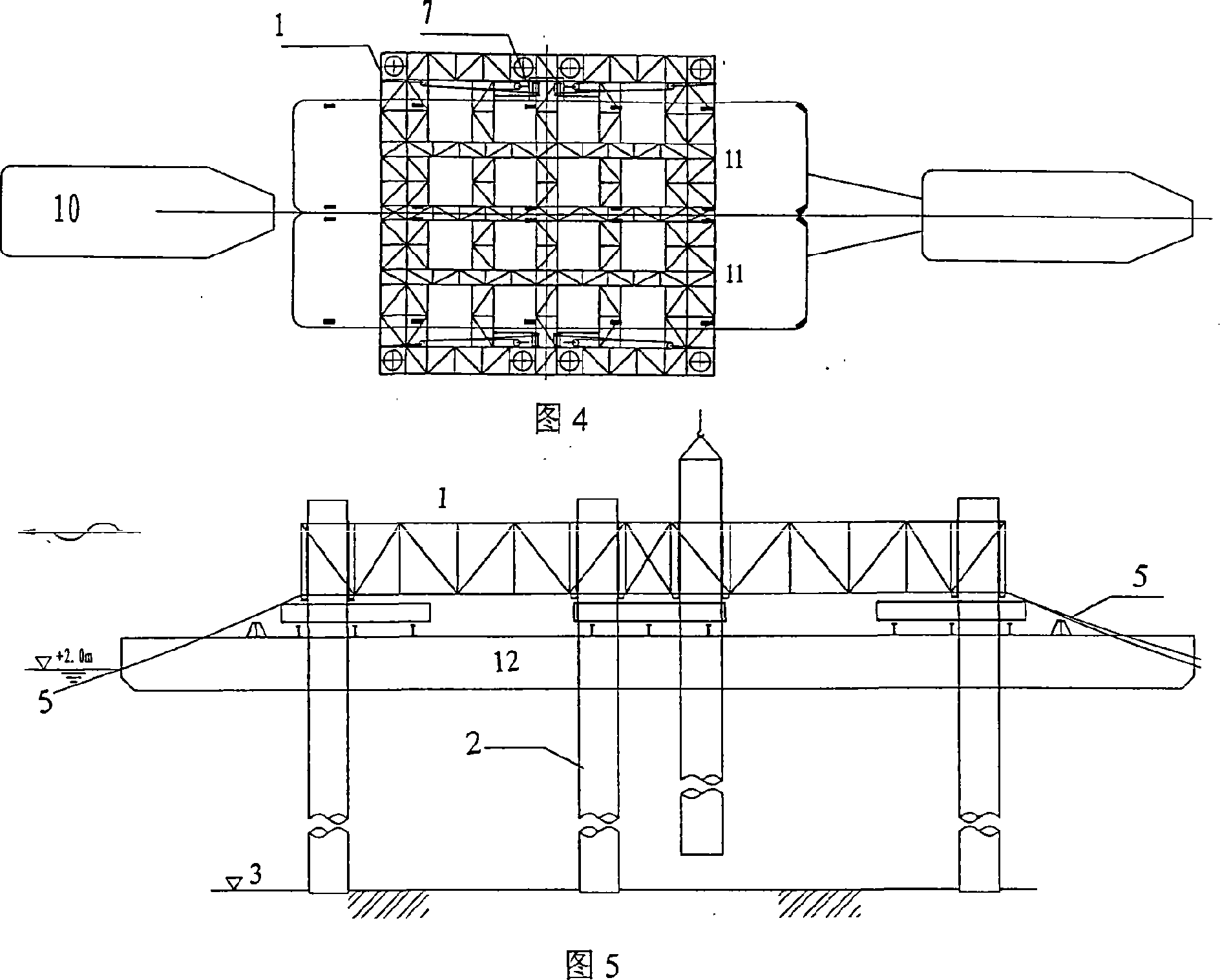 Underwater anchorage system auxiliary wooden stool structure platform and construction method thereof