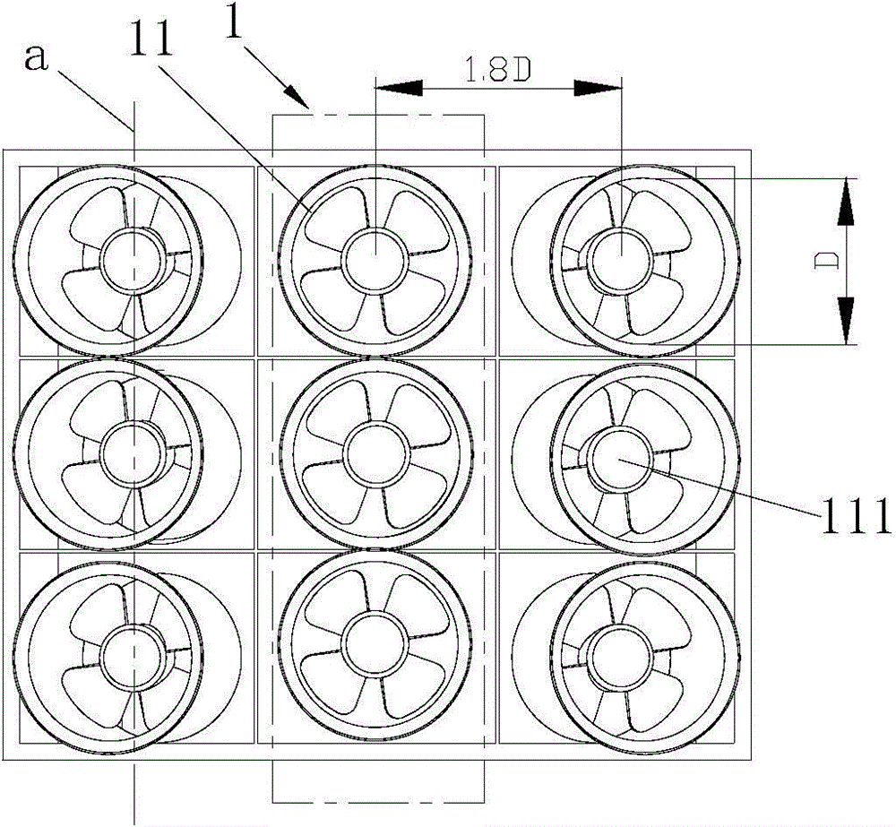 Axial flow fan ventilation wall