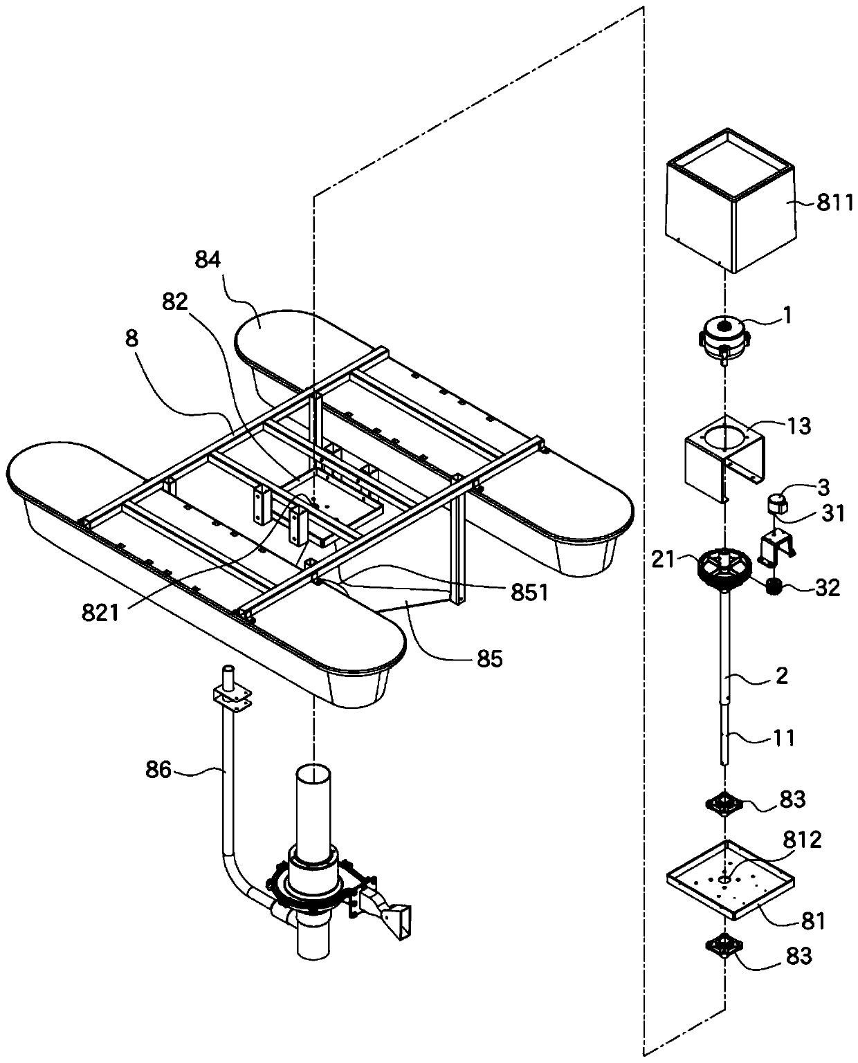 Multi-angle rotating liquid-gas mixing device