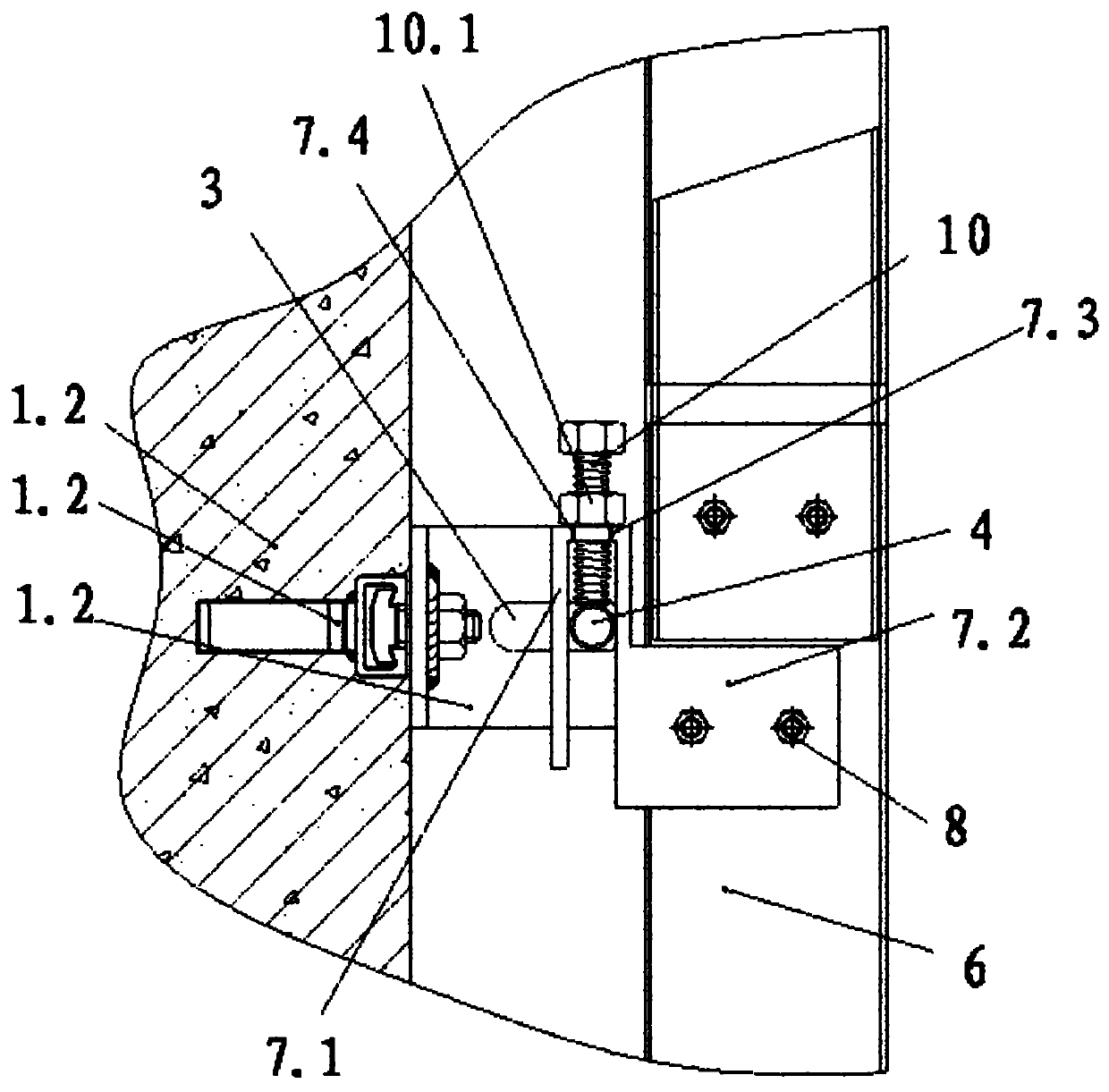 Curtain-wall stand-column articulating connecting structure