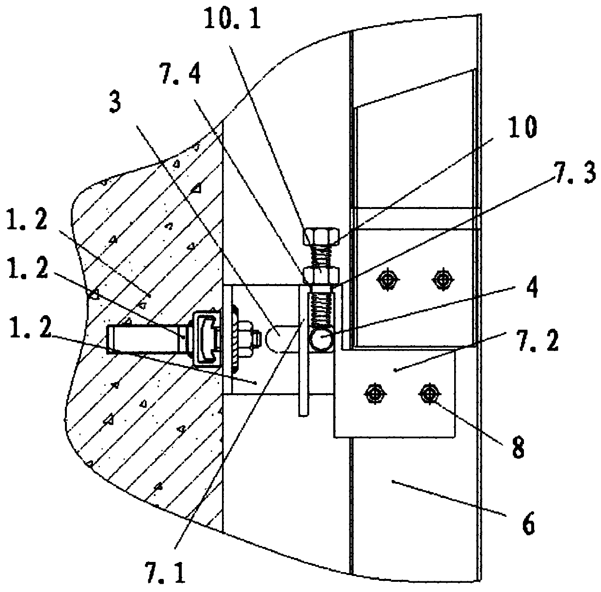 Curtain-wall stand-column articulating connecting structure