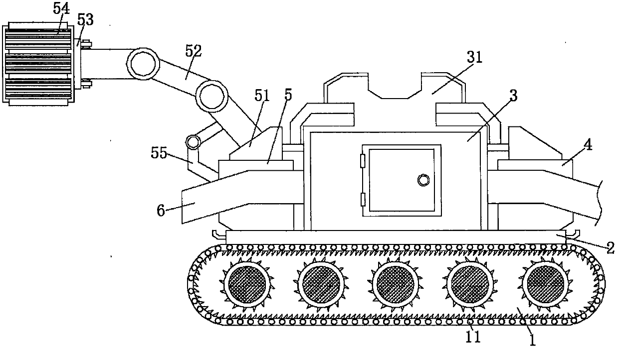 A crawler slag removal machine for mine development