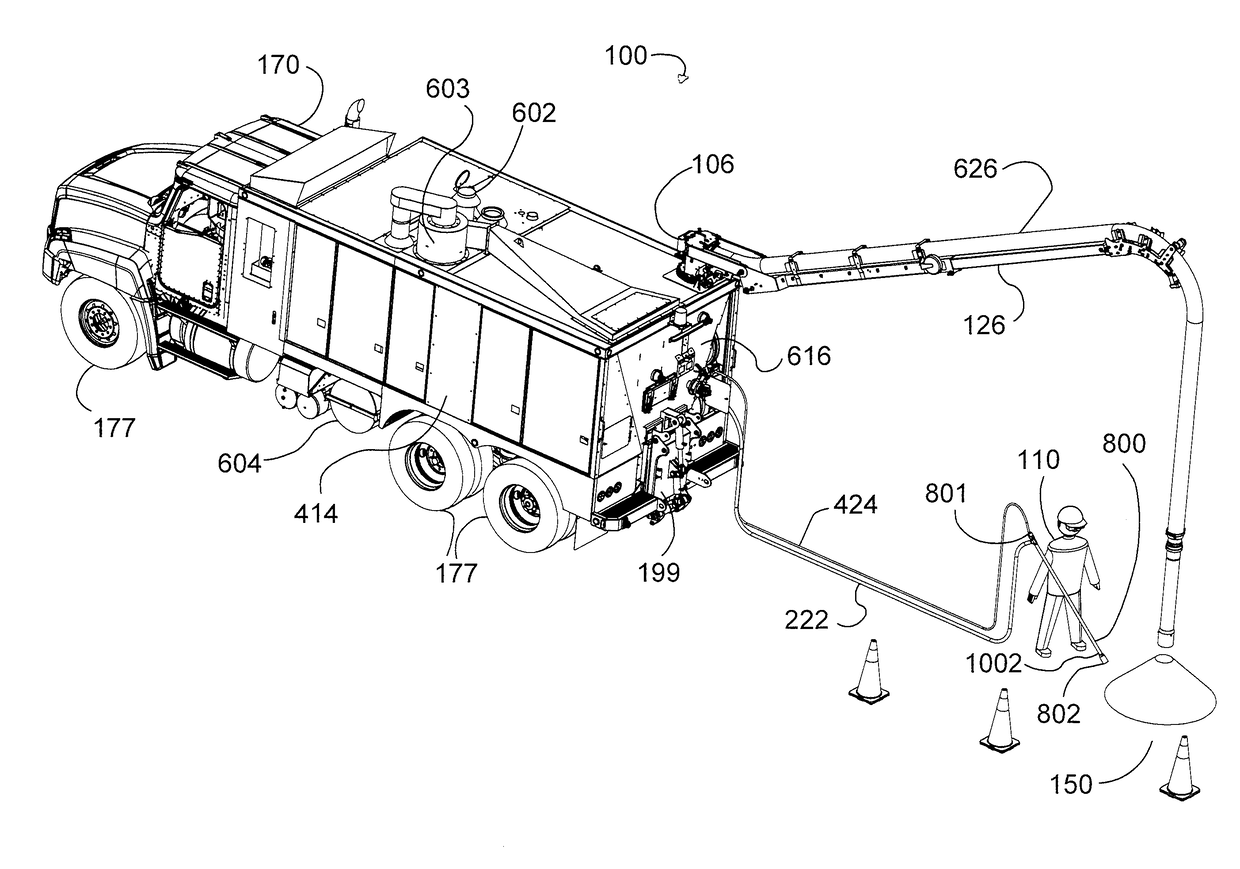 Vacuum unit and truck with air and water