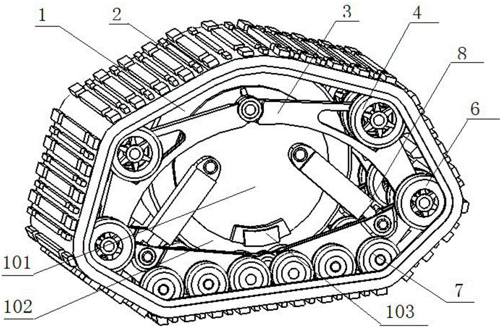 Crawler wheel capable of realizing interconversion between wheel type state and crawler type state