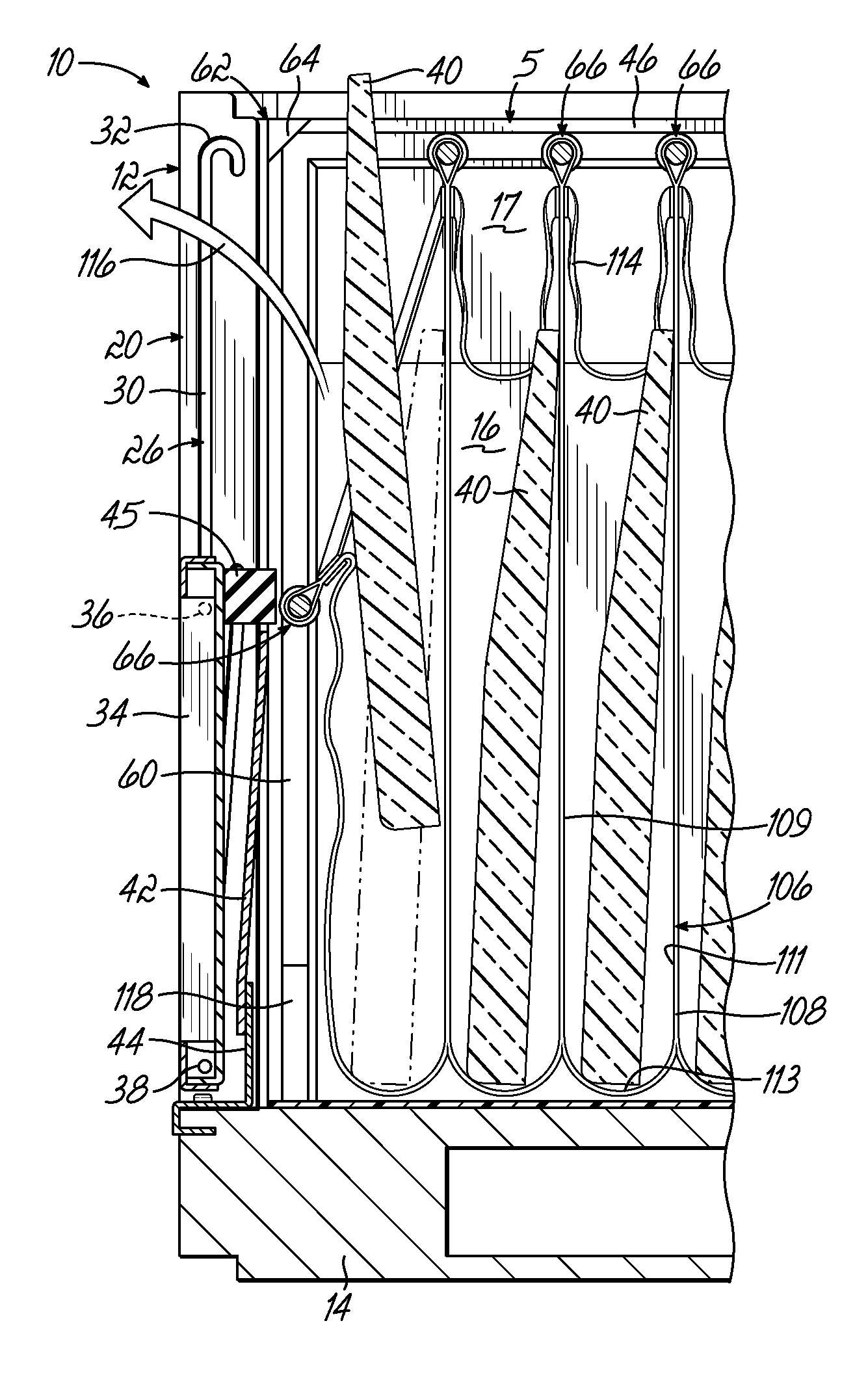 Container Having Generally L-Shaped Slotted Tracks To Facilitate Movement of Dunnage