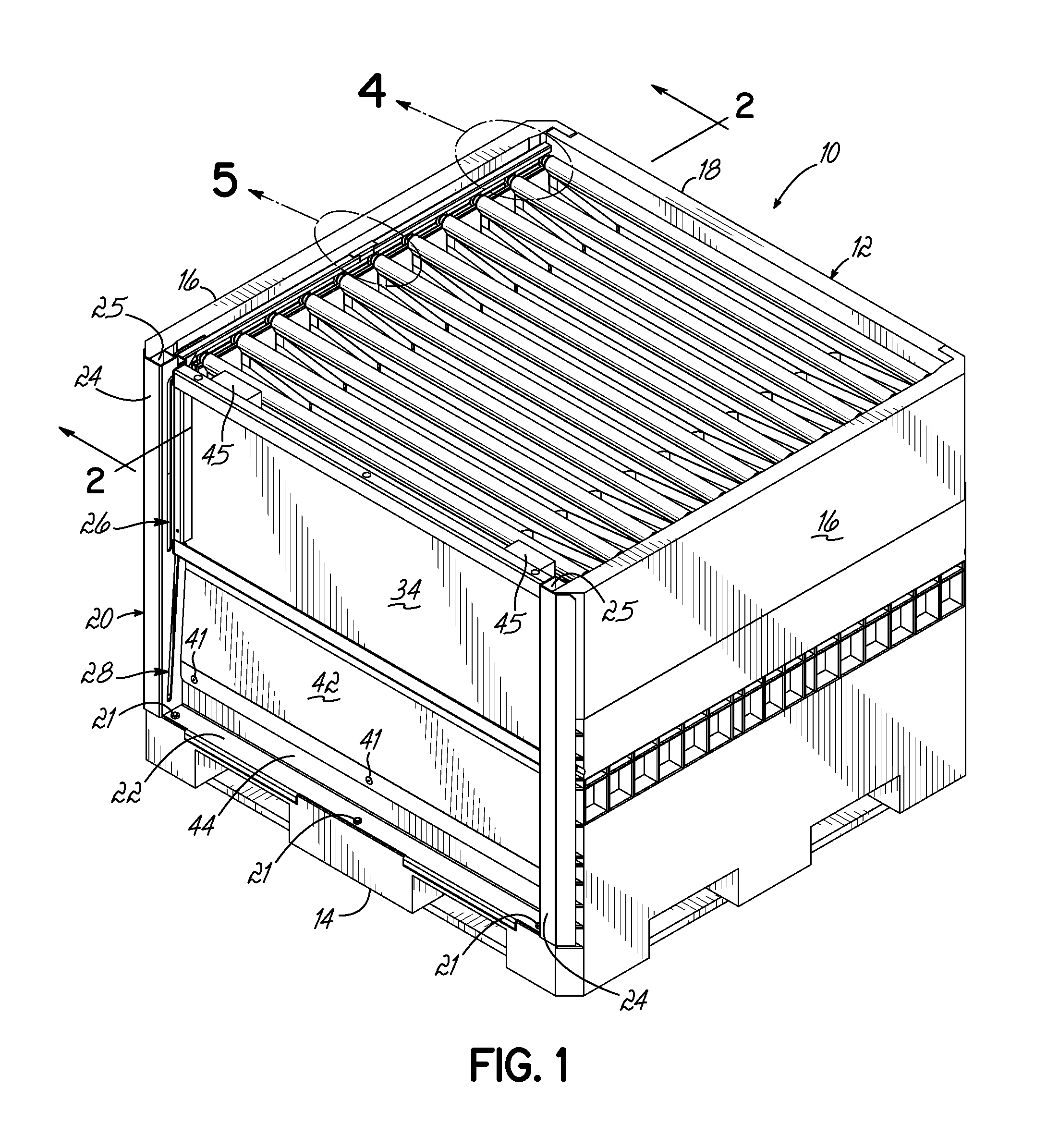 Container Having Generally L-Shaped Slotted Tracks To Facilitate Movement of Dunnage