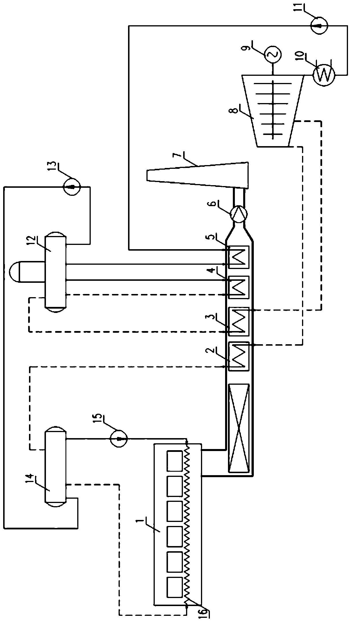 Power generation system using heating furnace waste heat integrally