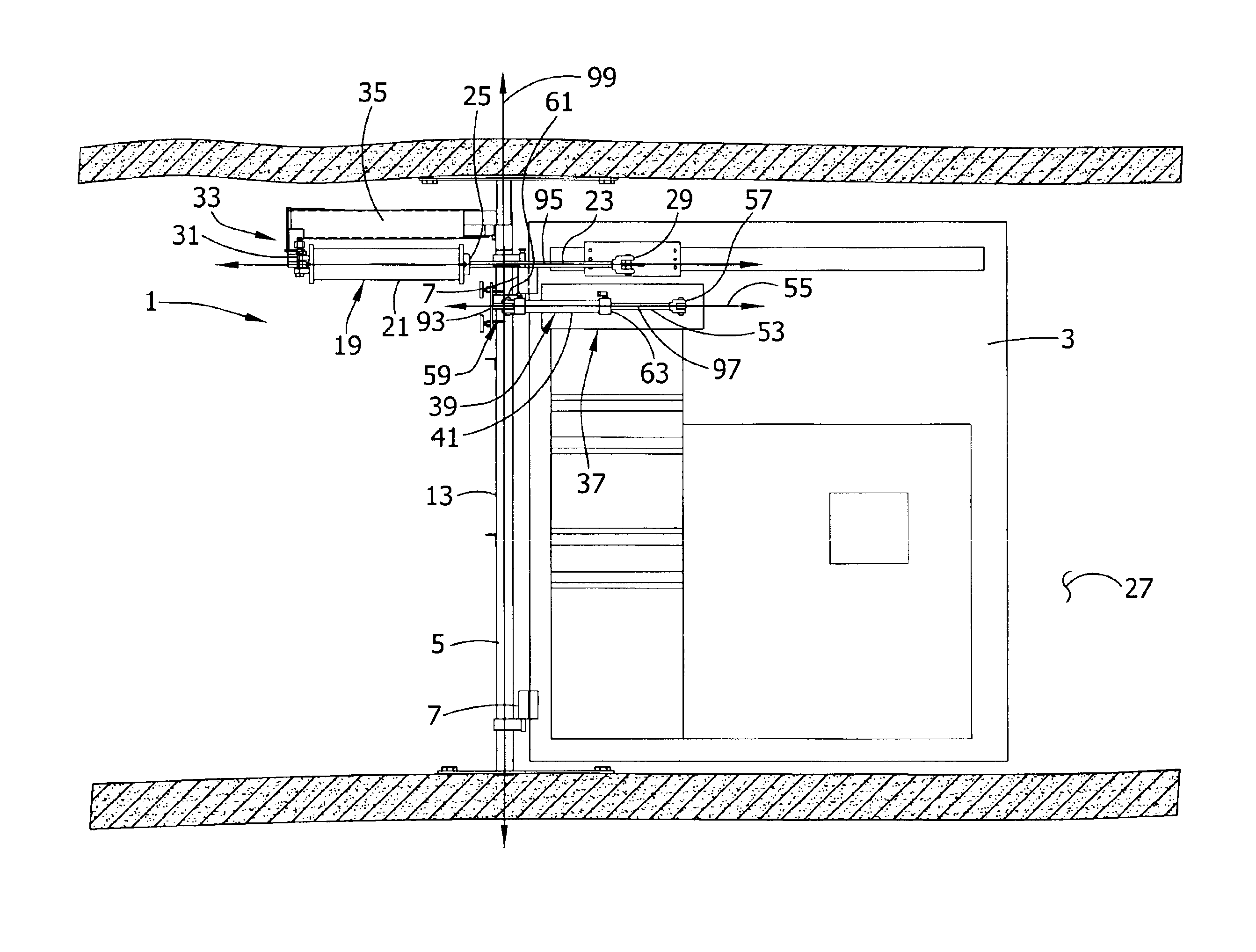 Pneumatically-powered mine door installation with hydraulic checking system