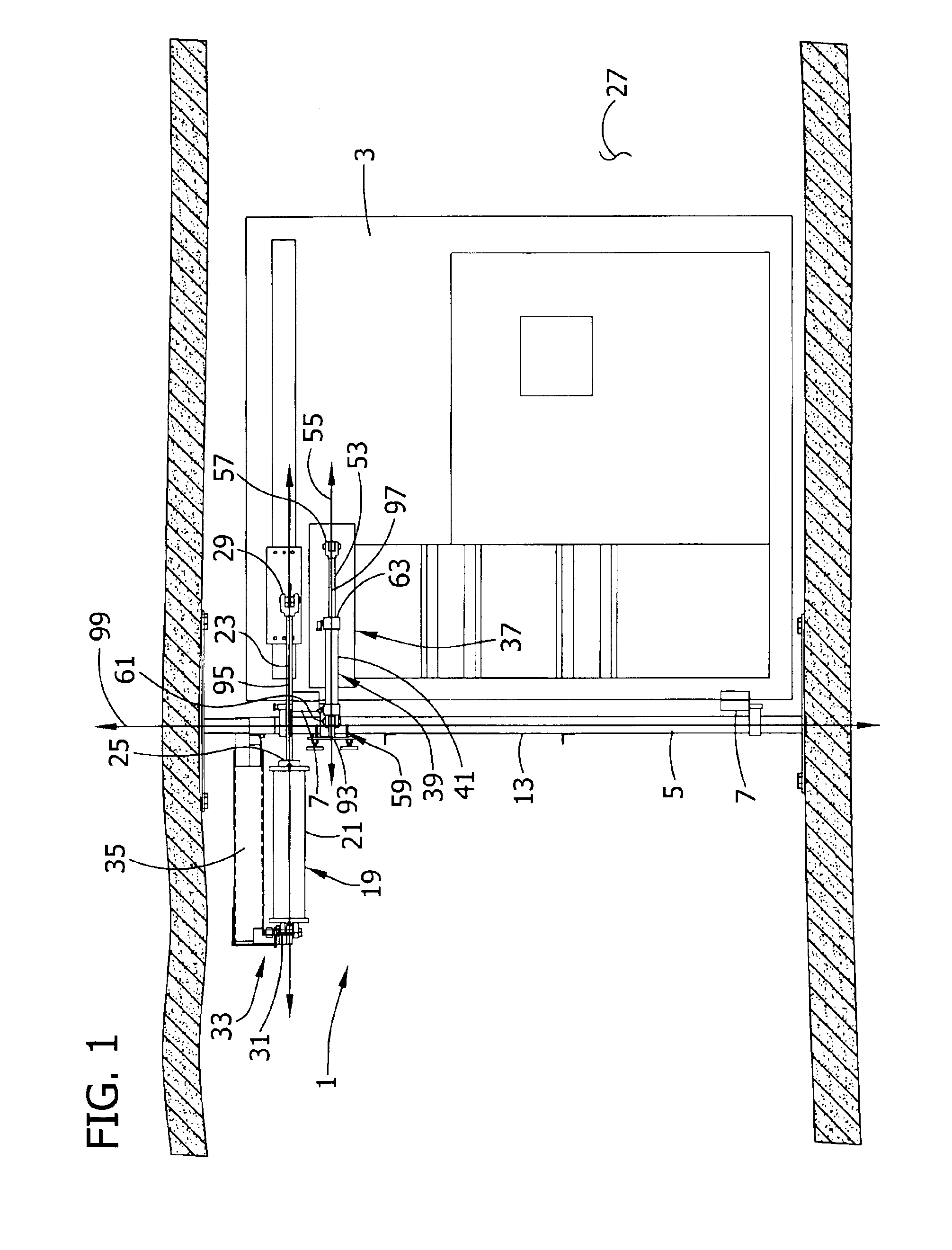 Pneumatically-powered mine door installation with hydraulic checking system