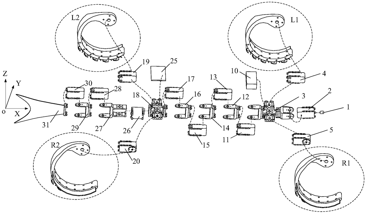 Dry adhesion and claw combined quadruped multiphibious robot and bionic motion method