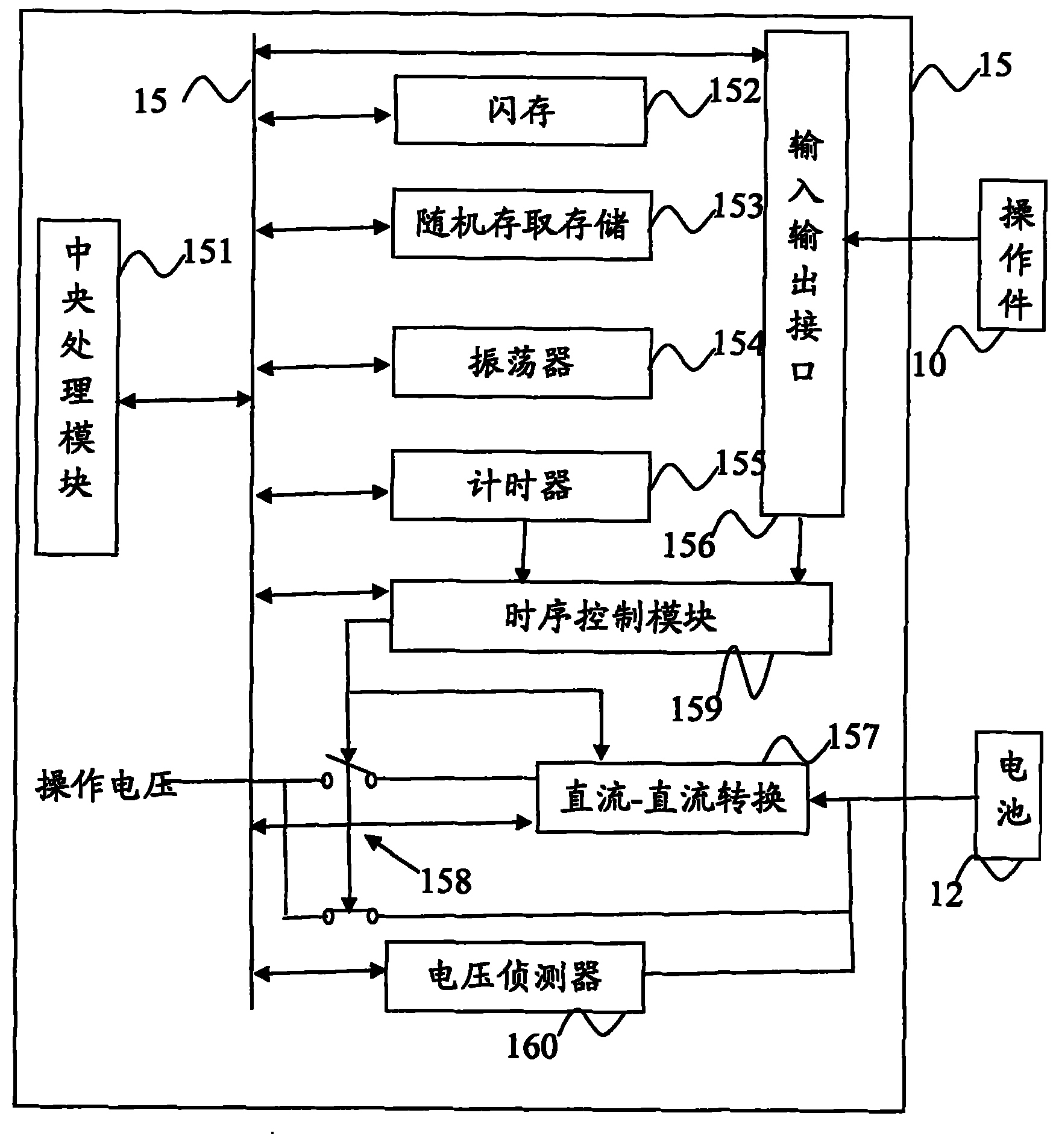 Micro-control processing chip of built-in voltage converter and wireless mouse using same