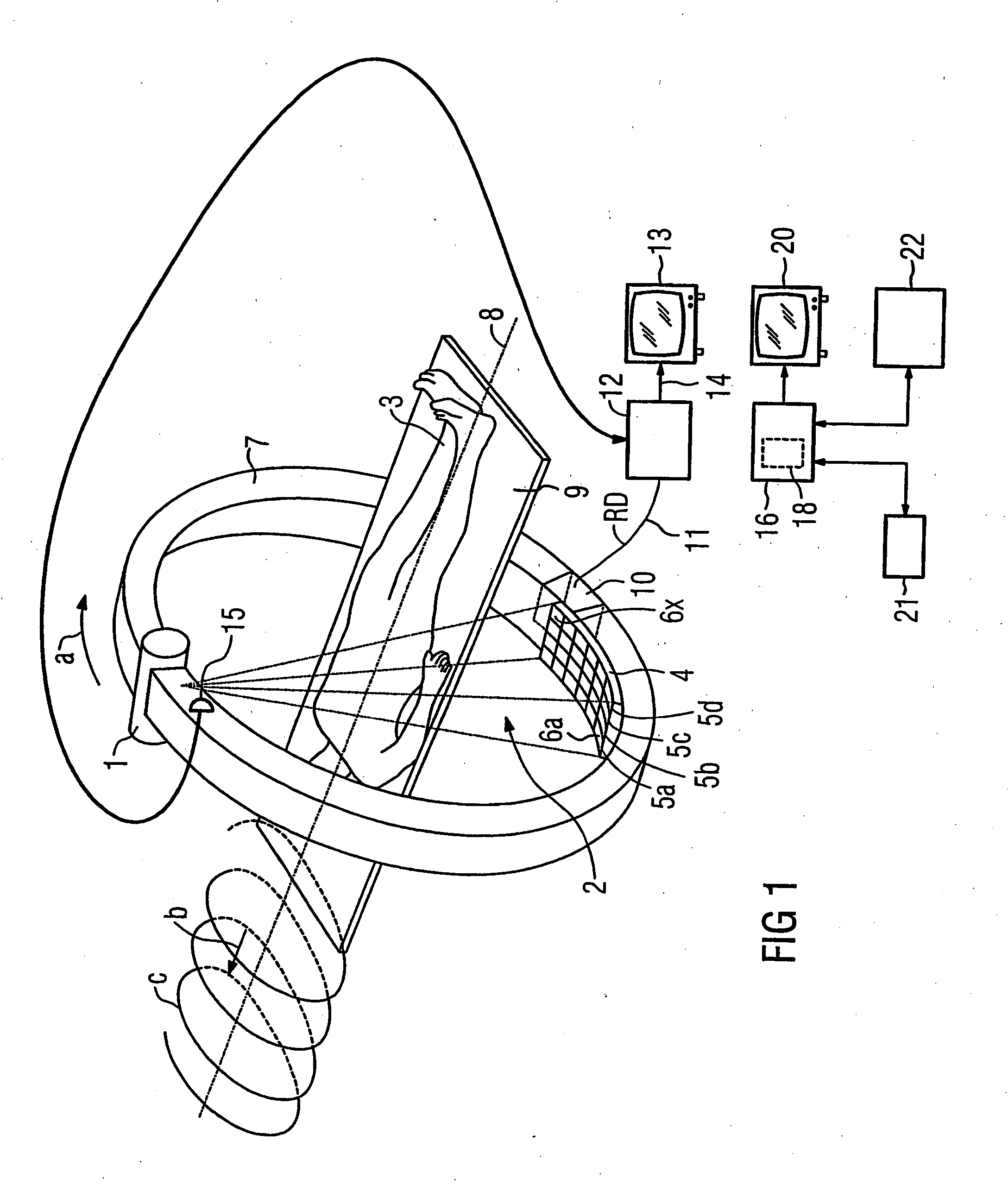 Computer tomography unit with a data recording system