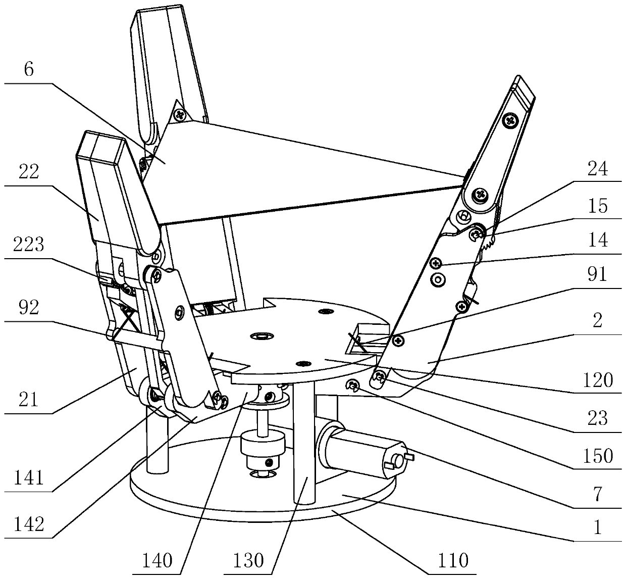 Flexible palm type self-adaptive and rapid grabbing robot hand device