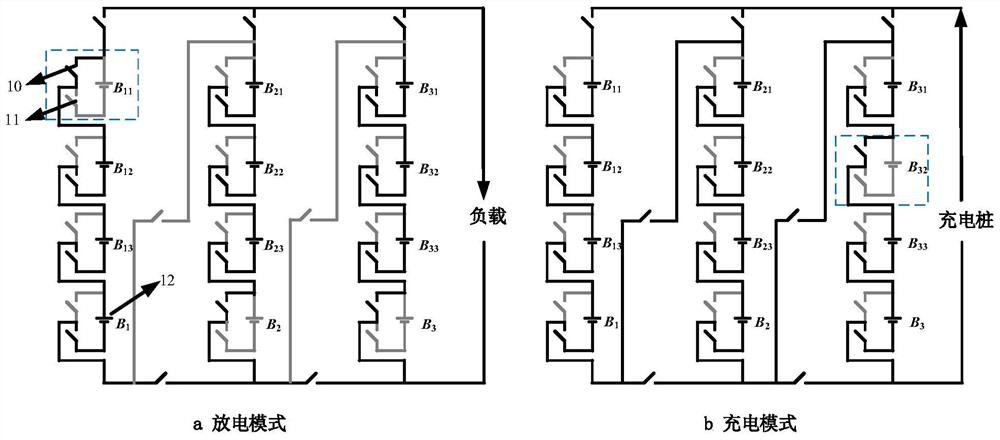 Battery charging and discharging system based on reconstruction and charging and discharging control method