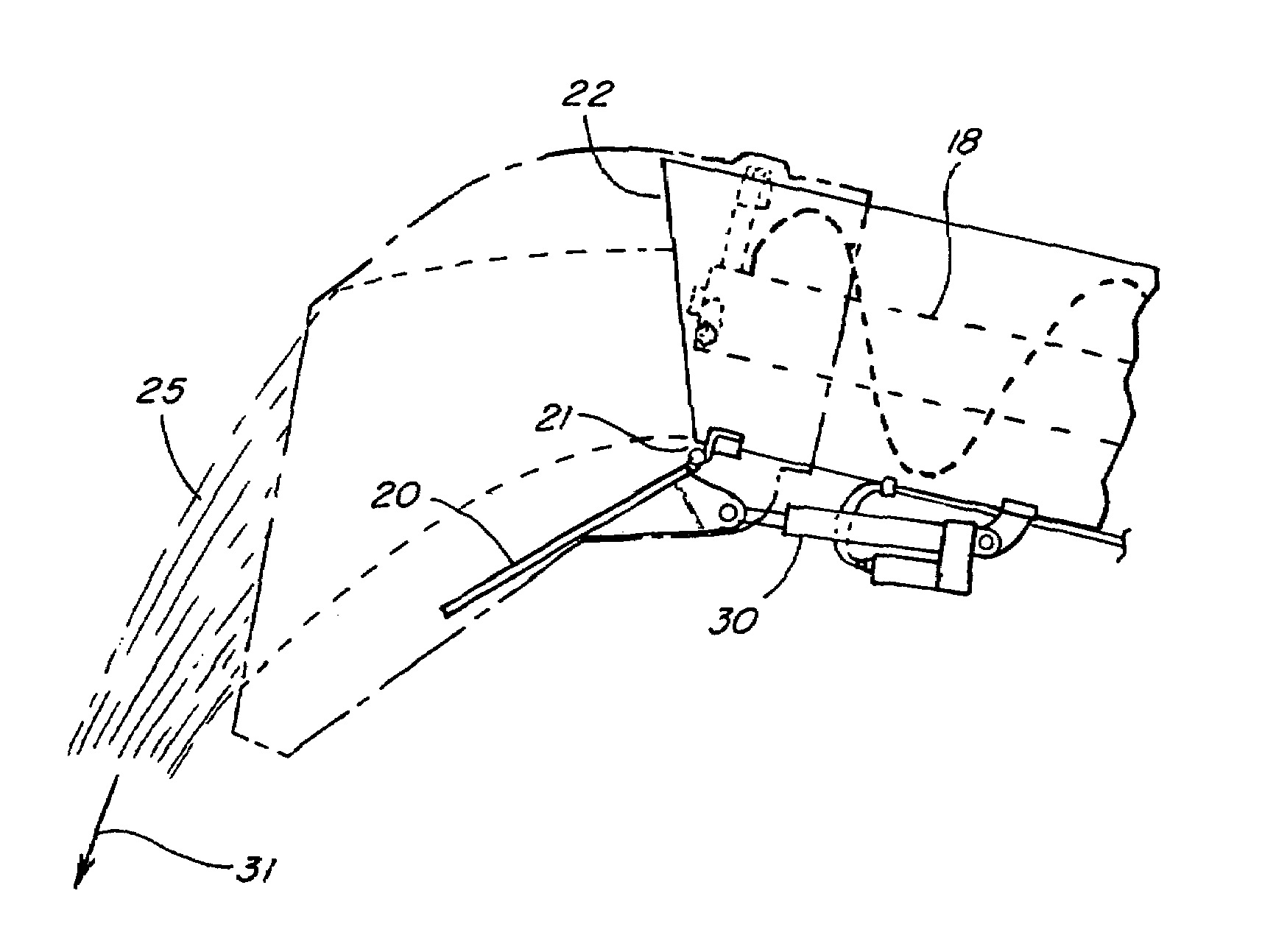 Positive operating combine unloader discharge door arrangement