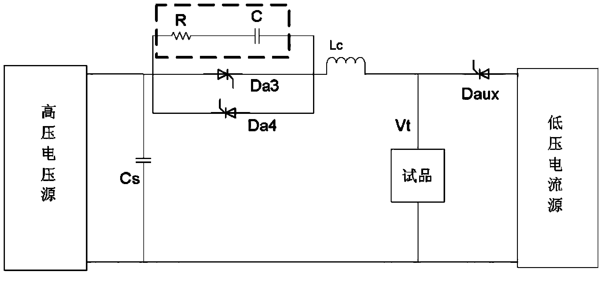 High-voltage direct-current power transmission commutation transient low-voltage test method and circuit thereof