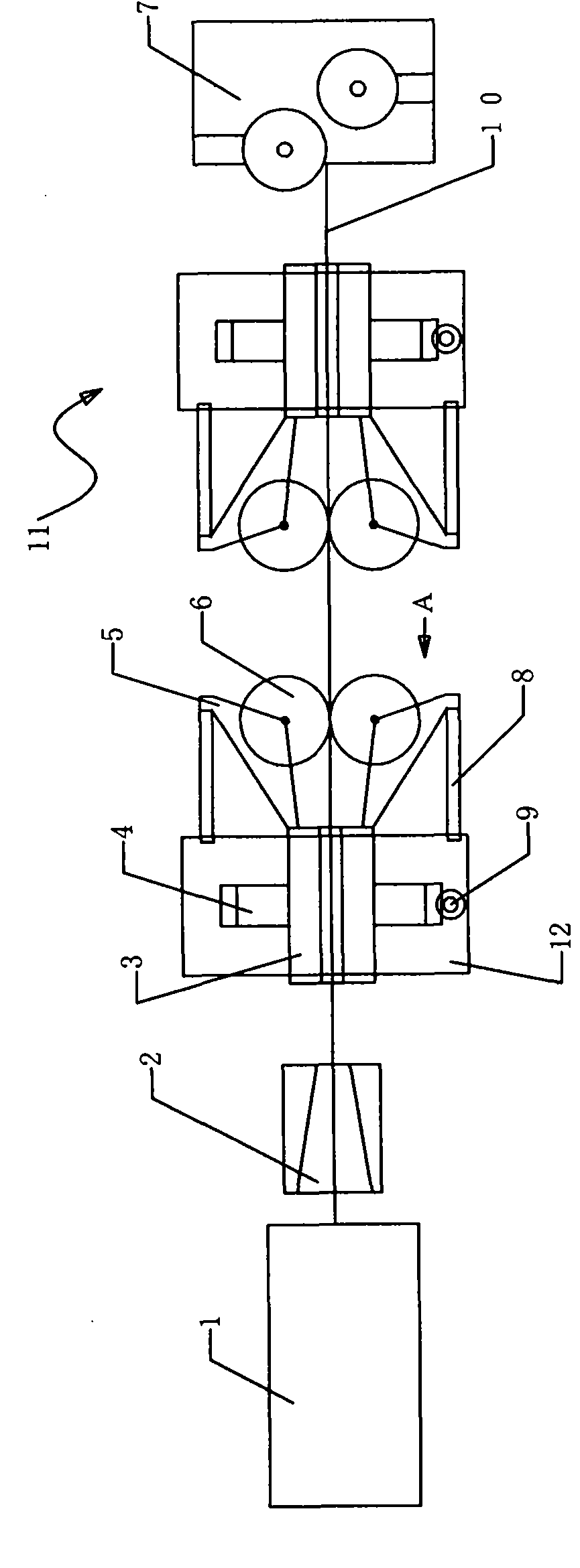 Compact strand die-drawing rolling production process and production equipment thereof