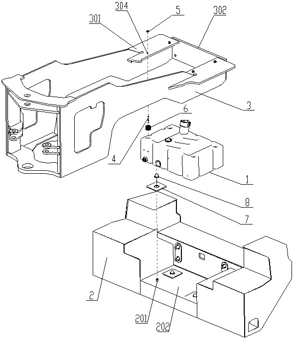 Fuel tank capable of being flexibly fixed and loading machine