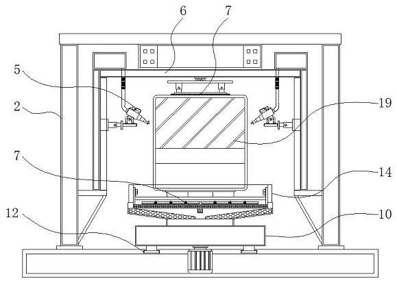 Convenient-to-clean computer case spraying device with positioning and locking functions