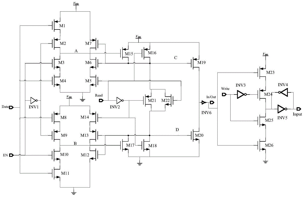 A kind of i/o interface circuit of asynchronous sram