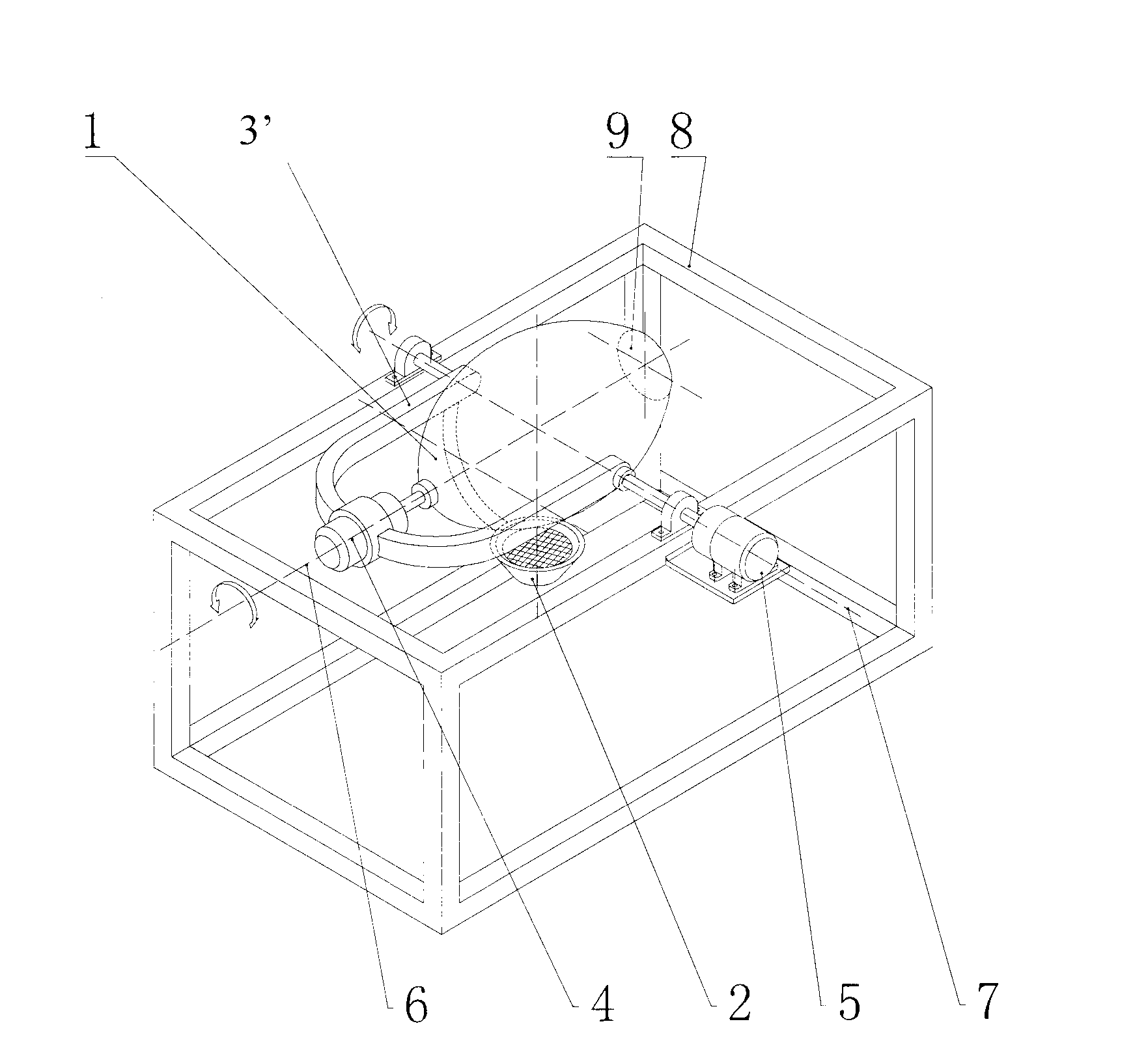 Rotary heating device and automatic cooking method thereof