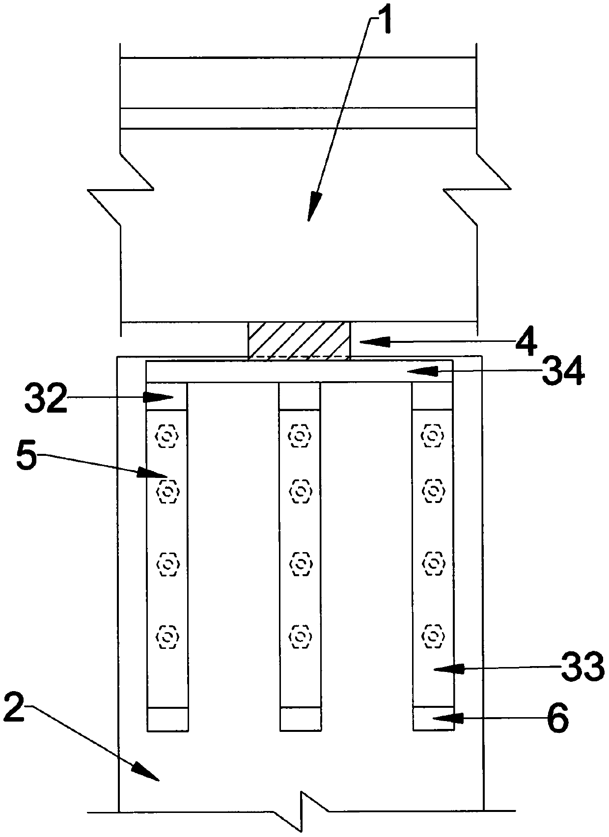 Built-in stable support reinforced single-pier bridge structure