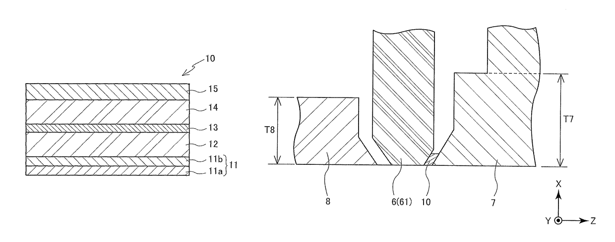 Multilayer element including base multilayer body, magnetic sensor and microwave assisted magnetic head