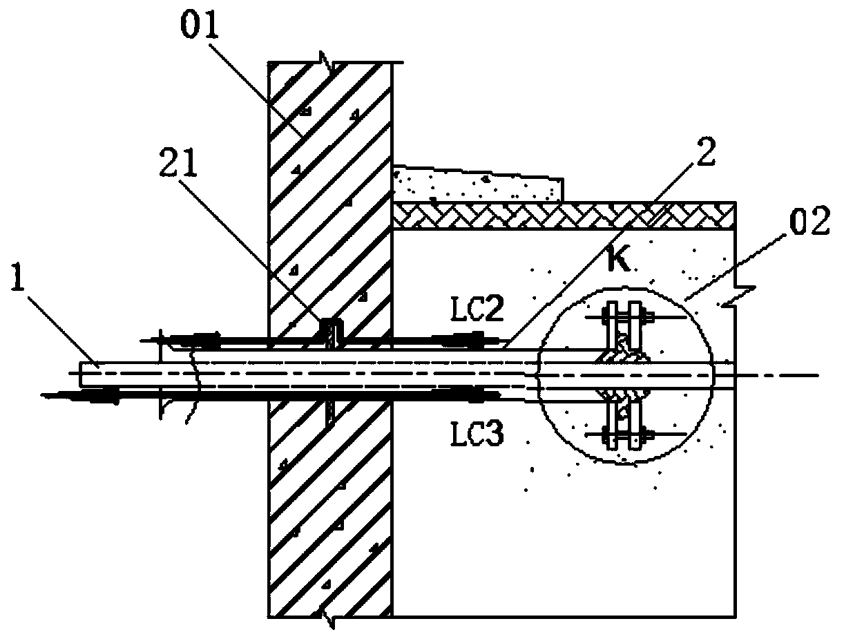 Flexible waterproof sealing structure for underground direct-buried cable or optical cable through-wall and construction method