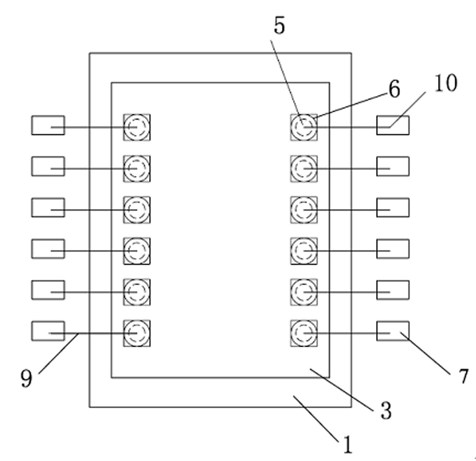 Dense-pitch small-pad copper-wire bonded single intelligent card (IC) chip packing piece and preparation method thereof