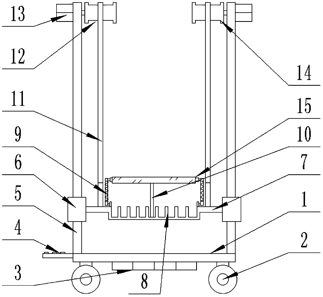 Roof plate hoisting device for building interior decoration