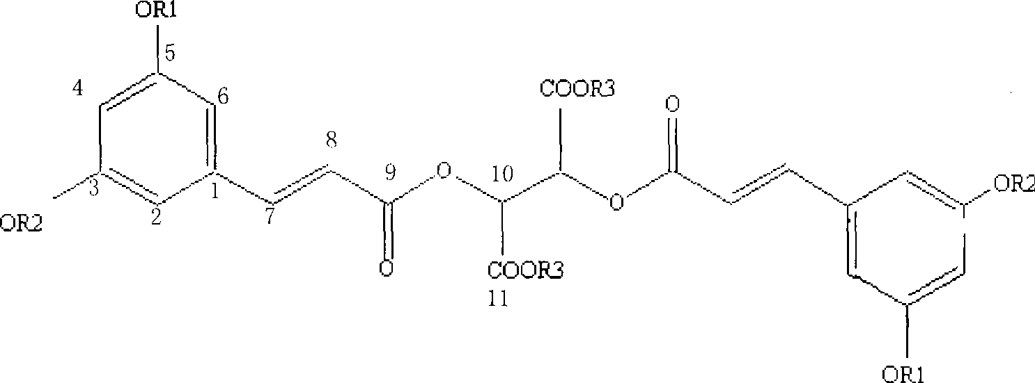 Iso chicoric acid and extraction separation method thereof and usage in medicament