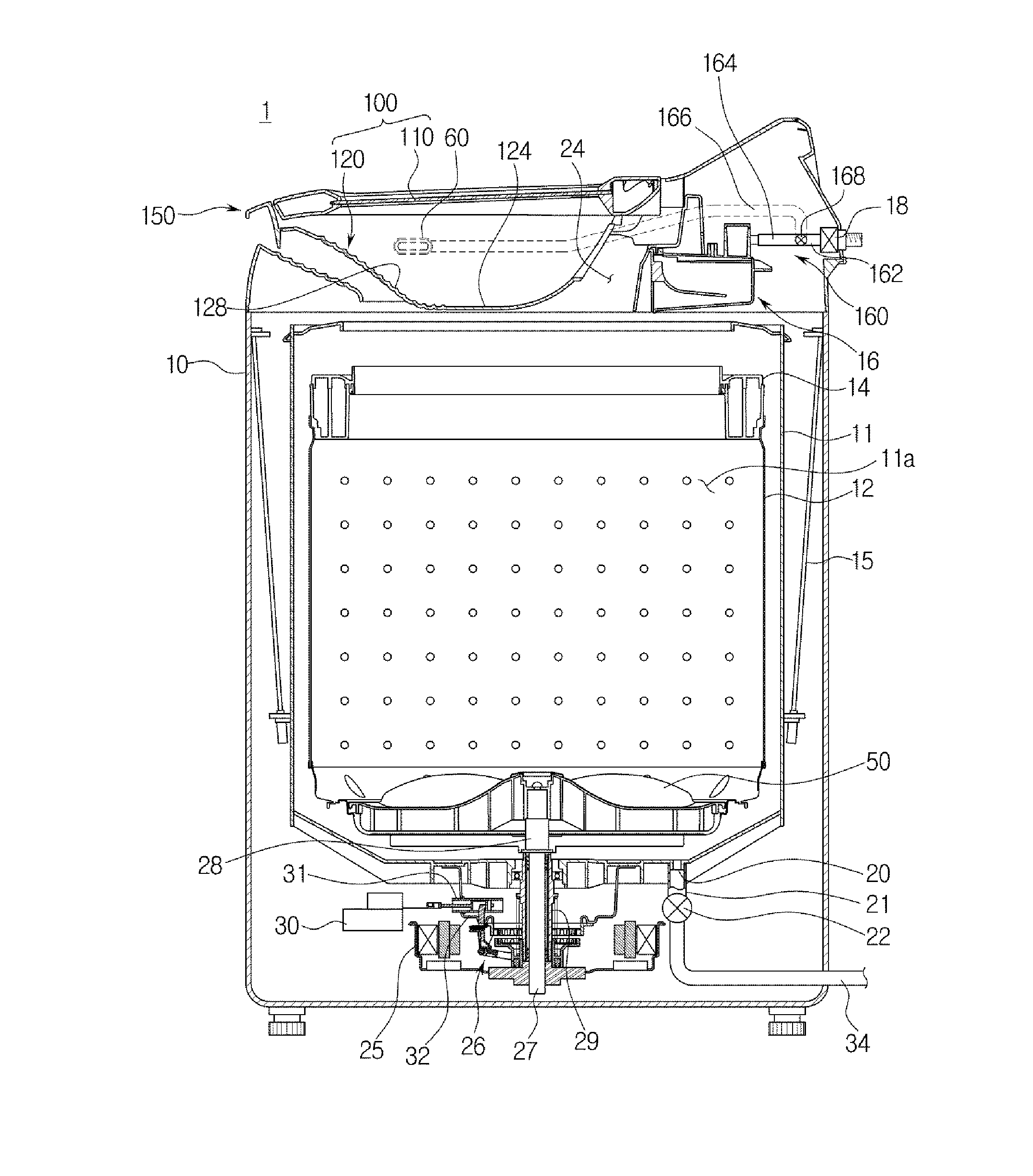 Washing machine having a manual washing unit