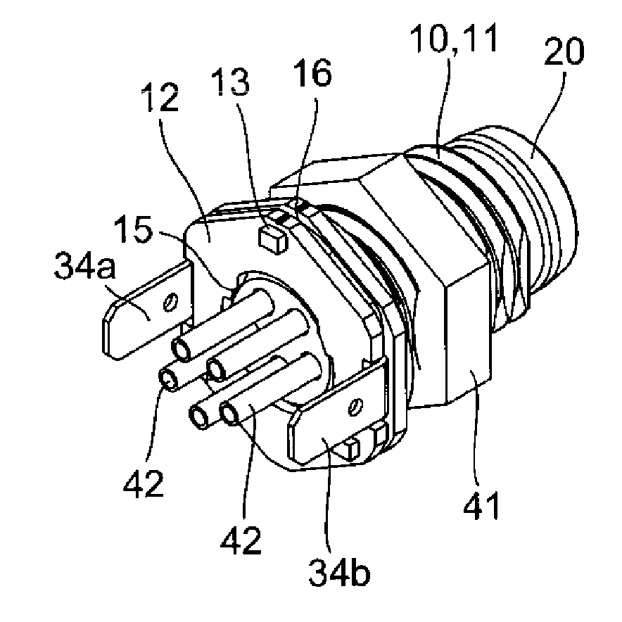 Ground terminal and connector provided therewith