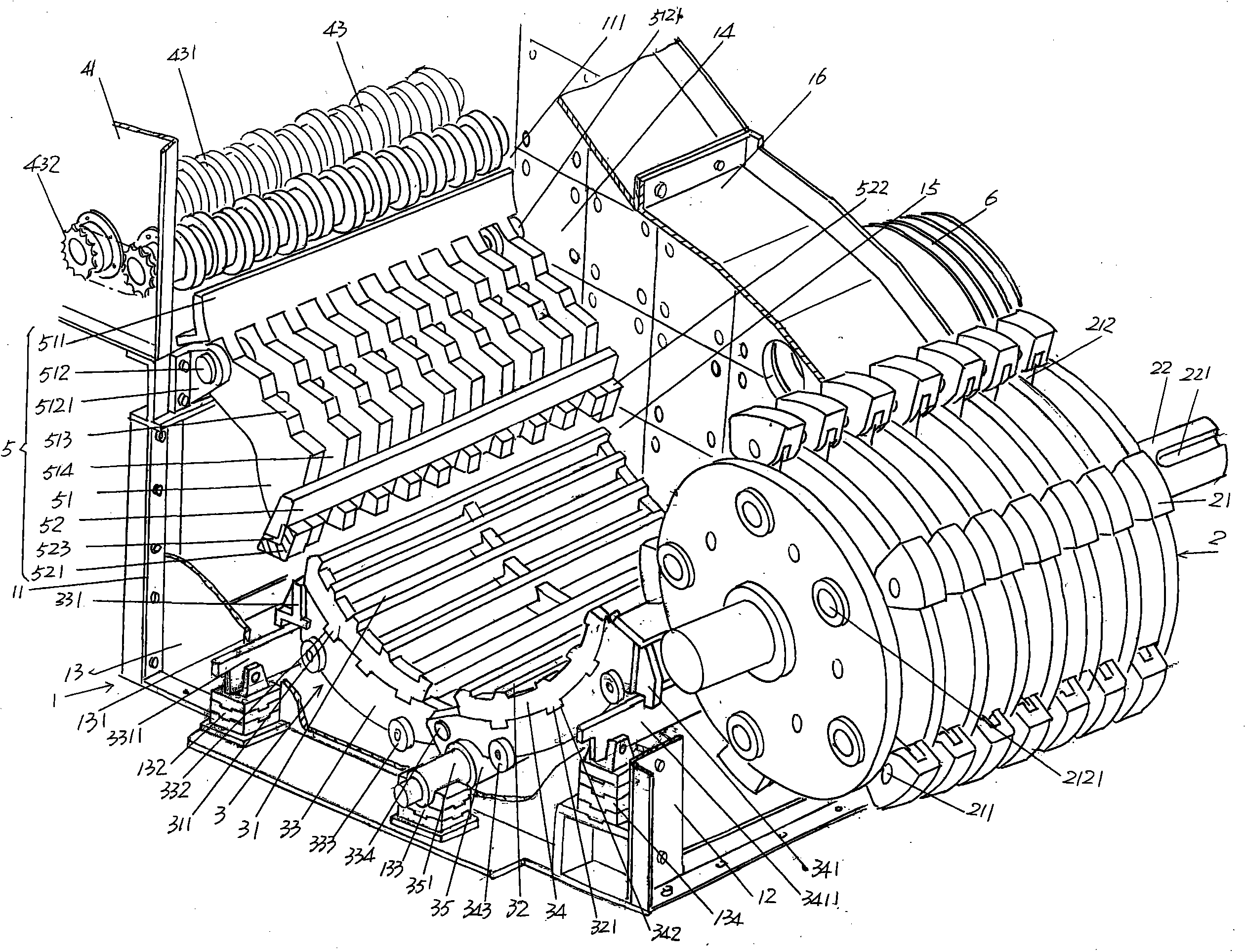 Single-section hammer type screening crusher